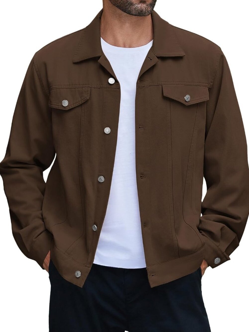 Men's Cotton Denim Jacket Lightweight Trucker Western Jackets Casual Fashion Jea